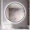 Specchio-5-mm-Tondo-Cornice-Nera-Retroilluminato-Led-Interruttore-Touch