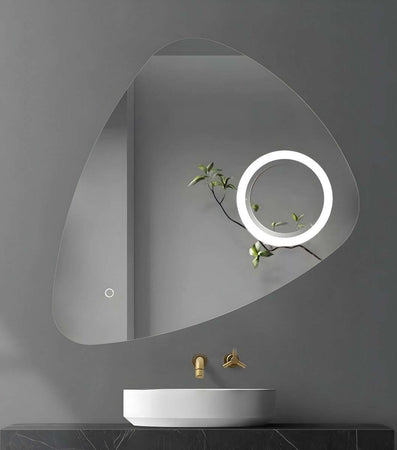Specchio-5-mm-Triangolare-Smussato-Led-Interruttore-Touch-Alluminio-MDF