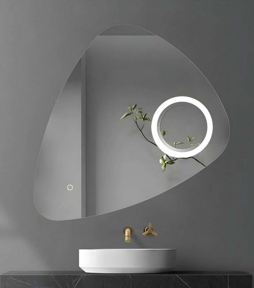 Specchio-5-mm-Triangolare-Smussato-Led-Interruttore-Touch-Alluminio-MDF