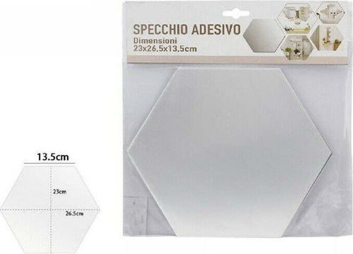 Specchio Adesivo Esagonale Adesiva Murale Arredamento Casa 23x26.5x13.5cm 70878 Casa e cucina/Decorazioni per interni/Specchi/Specchi da parete Trade Shop italia - Napoli, Commerciovirtuoso.it