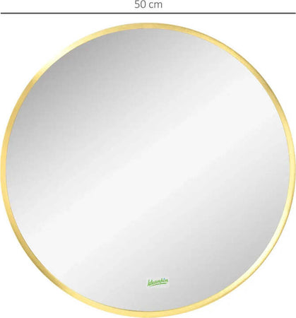 Specchio-Bagno-Rotondo-con-Cornice-da-Parete-in-Lega-di-Alluminio,-Ø50x2cm,-Oro-WF5834-394V01GDWF5