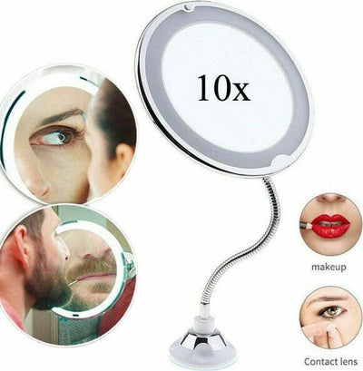 Specchio-Braccio-Flessibile-Make-Up-Luce-Led-Zoom-Lente-10x-Con-Ventosa-Bagno