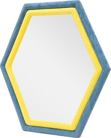 Specchio-Da-Muro-Tony-Velluto-Blu/Giallo-Cm-75X4X80