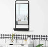 Specchio-da-Parete-con-Mensola-Inferiore-e-Struttura-in-Metallo,-36.2x12x71.7cm,-Nero-JM3830-473JM3