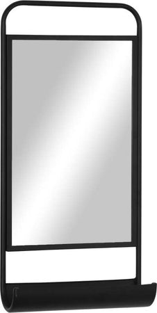 Specchio-da-Parete-con-Mensola-Inferiore-e-Struttura-in-Metallo,-36.2x12x71.7cm,-Nero-JM3830-473JM3