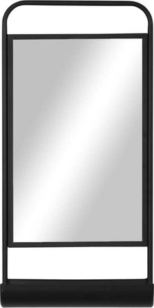 Specchio-da-Parete-con-Mensola-Inferiore-e-Struttura-in-Metallo,-36.2x12x71.7cm,-Nero-JM3830-473JM3