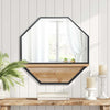 Specchio-da-Parete-Ottagonale-in-Metallo-con-Mensola-in-Legno,-61x61cm-Nero-NH5830-606V00BKNH5