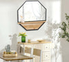 Specchio-da-Parete-Ottagonale-in-Metallo-con-Mensola-in-Legno,-61x61cm-Nero-NH5830-606V00BKNH5