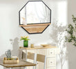 Specchio-da-Parete-Ottagonale-in-Metallo-con-Mensola-in-Legno,-61x61cm-Nero-NH5830-606V00BKNH5