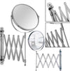 Specchio-Da-Trucco-A-Parete-Allungabile-Telescopico-Rotondo-Fronte-Retro-2x
