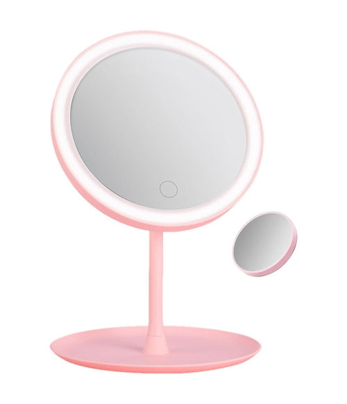 Specchio Per Il Trucco Illuminato A Led Makeup Cosmetico Girevole Luce Ad Anello