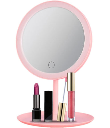 Specchio Per Il Trucco Illuminato A Led Makeup Cosmetico Girevole Luce Ad Anello