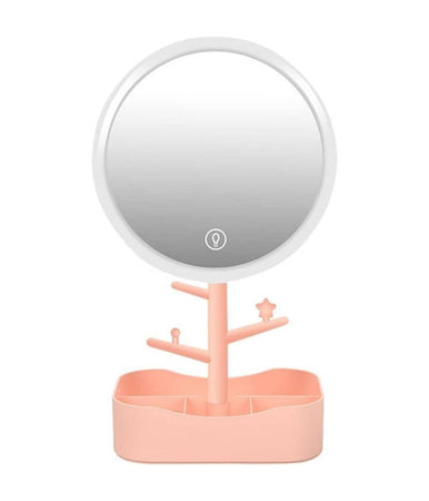 Specchio Per Trucco Makeup Da Tavolo Con Luce A Led Ricaricabile + Portagioielli