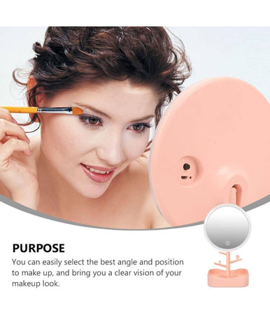 Specchio Per Trucco Makeup Da Tavolo Con Luce A Led Ricaricabile + Portagioielli