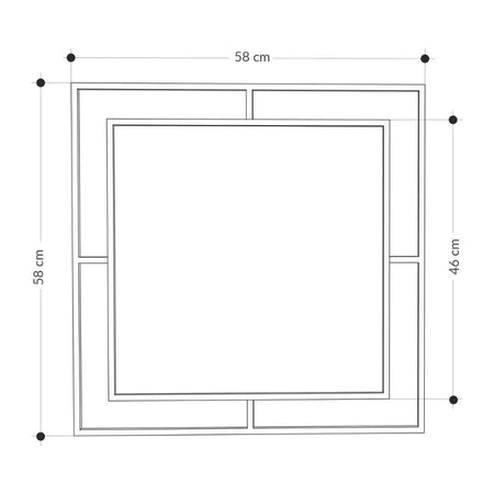 Specchio quadrato Corner con doppia cornice in metallo nero