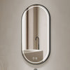 Specchio smart ovale YJ-2004BL con cornice nera in acciaio inox satinato 90x60 cm.