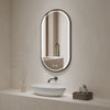 Specchio smart ovale YJ-2004BL con cornice nera in acciaio inox satinato 90x60 cm.