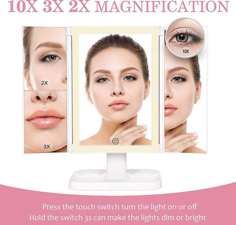 Specchio Trucco Con Ingranditore 10x 3x 2x Illuminazione A 3 Colori 72 Led Touch Casa e cucina/Bagno/Mobili da bagno/Specchi da bagno/Specchi da tavolo Trade Shop italia - Napoli, Commerciovirtuoso.it