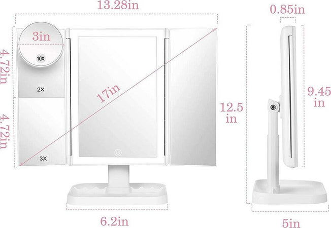 Specchio Trucco Con Ingranditore 10x 3x 2x Illuminazione A 3 Colori 72 Led Touch Casa e cucina/Bagno/Mobili da bagno/Specchi da bagno/Specchi da tavolo Trade Shop italia - Napoli, Commerciovirtuoso.it