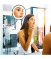 Specchio Ultra Flessibile Rotondo Trucco Luce Led 5x Pieghevole Rotante Te-b0140