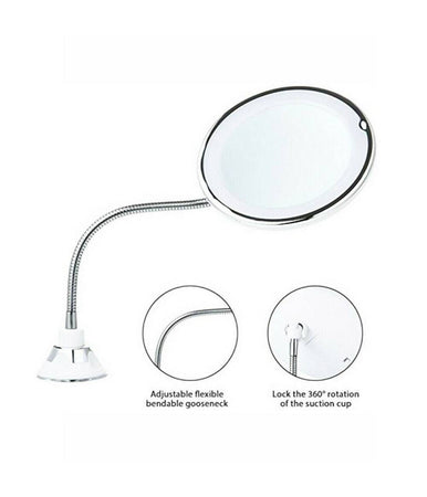Specchio Ultra Flessibile Rotondo Trucco Luce Led 5x Pieghevole Rotante Te-b0140
