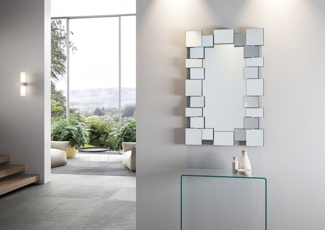 Specchio "Verona" da parete, con cornice di vetro specchiato, per bagni e camere da letto