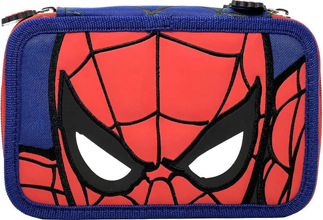 Spider-man-Astuccio-Completo-Scuola-Triplo-Riempito,-3-Scomparti,-45-Accessori-Scuola