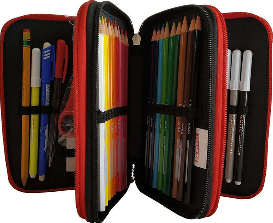 Spider-man-Astuccio-Completo-Scuola-Triplo-Riempito,-3-Scomparti,-45-Accessori-Scuola