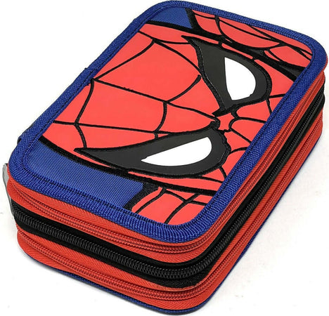 Spider-man-Astuccio-Completo-Scuola-Triplo-Riempito,-3-Scomparti,-45-Accessori-Scuola