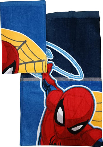 Spiderman-Set-2-Asciugamani-Bagno-Ufficiali-Marvel-Asciugmano-Viso-+-Asciugamano-Ospite