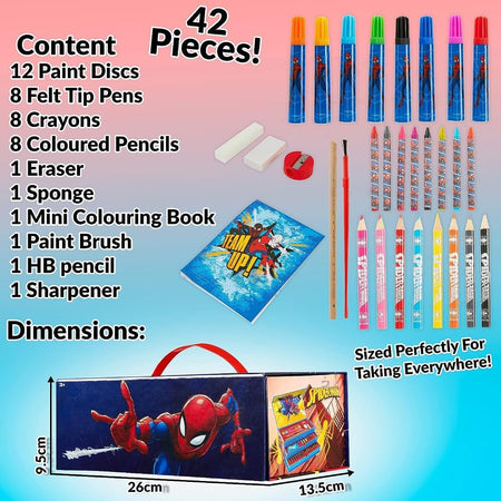 Valigetta Disney spiderman set 52 pezzi di colori e cancelleria i kit disegno e pittura