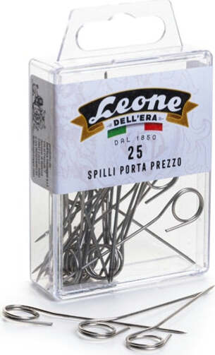 Spilli portaprezzi inox - Leone - conf. 25 pezzi Cancelleria e prodotti per ufficio/Archivio ufficio e accessori per scrivania/Nastri colle elastici e graffette/Graffette molle fermacarte e anelli Eurocartuccia - Pavullo, Commerciovirtuoso.it