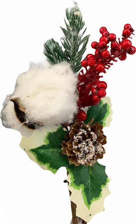 Spillone chiudi pacco 15cm con bacche, cotone e pigne addobbo per Alberi e Ghirlande natalizie Casa e cucina/Decorazioni per interni/Addobbi e decorazioni per ricorrenze/Decorazioni natalizie/Oggettistica MagiediNatale.it - Altamura, Commerciovirtuoso.it