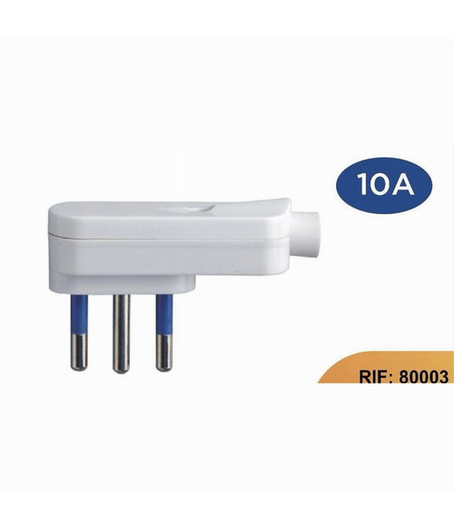 Spina Elettrica Piatta Salvaspazio Laterale 2p+t 10a 25v Max 1500w Bianco 80003