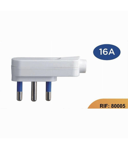 Spina Piatta Elettrica Salvaspazio Laterale 2p+t 16a 25v Max 1500w Bianco 80005