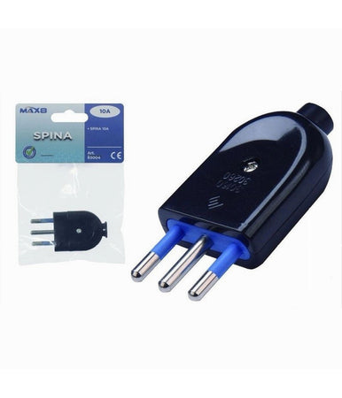 Spina S11 10a 2p+t Elettrica Piatta Salvaspazio Nera Dritta 250v Max 1500w 83004