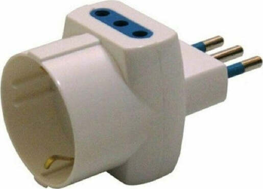 Spina-Tripla-Bianca-Con-Riduttore-Shuko-E-2-Prese-Italiane-10a-E-Spina-10a