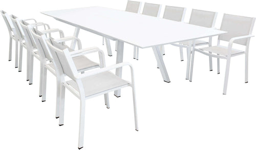SPLENDOR---set-tavolo-da-giardino-allungabile-200/300x110-compreso-di-10-poltrone-in-alluminio-Bianco-Milani-Home