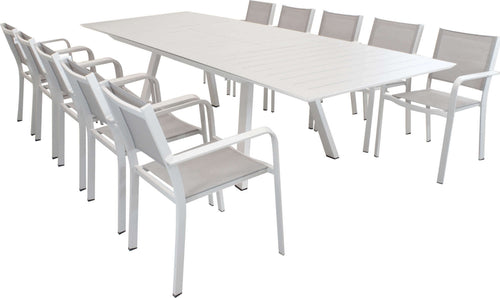 SPLENDOR---set-tavolo-da-giardino-allungabile-200/300x110-compreso-di-10-poltrone-in-alluminio-Tortora-Milani-Home