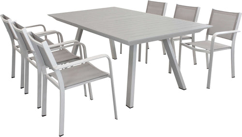 SPLENDOR---set-tavolo-da-giardino-allungabile-200/300x110-compreso-di-6-poltrone-in-alluminio-Tortora-Milani-Home