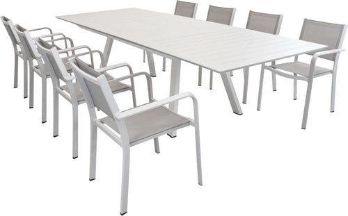 SPLENDOR---set-tavolo-da-giardino-allungabile-200/300x110-compreso-di-8-poltrone-in-alluminio-Tortora-Milani-Home