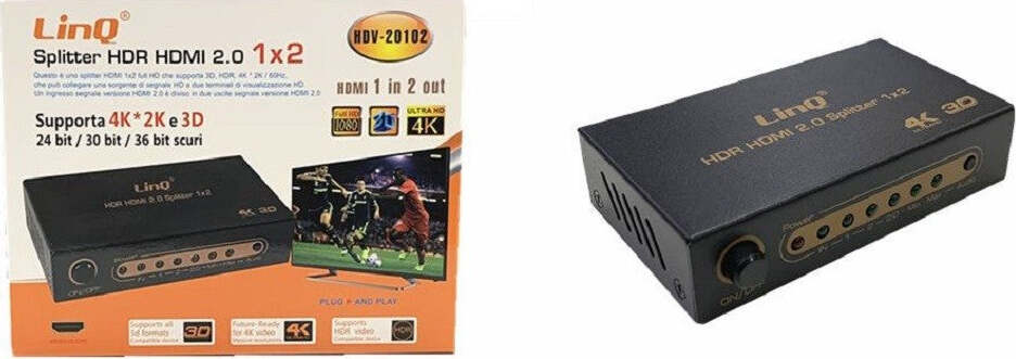Splitter Hdr Hdmi 2.0 1x2 Supporta 4k 2k 3d Doppiatore Ultra Hd 4k 1080 Hdv-20102 Elettronica/Informatica/Accessori/Cavi e accessori/Cavi/Cavi HDMI Trade Shop italia - Napoli, Commerciovirtuoso.it