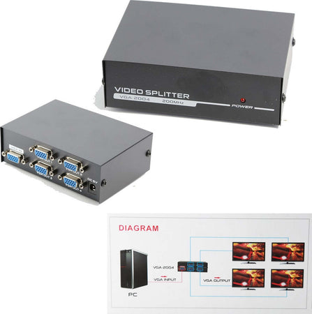 SPLITTER PER MONITOR TV 4 PORTE VGA 200 MHz ALIMENTATORE DC 1920x1440 VGA-2004 Elettronica/Home Cinema TV e video/Attrezzatura satellitare/Impianti satellitari/Splitter Trade Shop italia - Napoli, Commerciovirtuoso.it