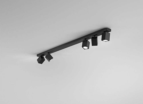 Spot-Contemporaneo-Oddy-Alluminio-Nero-5-Luci-Gu10