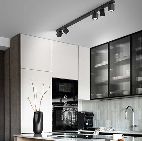 Spot-Contemporaneo-Oddy-Alluminio-Nero-5-Luci-Gu10