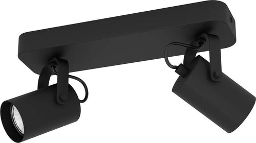 Spot-Contemporaneo-Sorego-In-Acciaio-Nero-2-Luci-Gu10-3W-Ip20