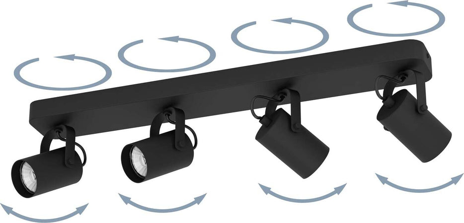 Spot-Contemporaneo-Sorego-In-Acciaio-Nero-4-Luci-Gu10-3W-Ip20