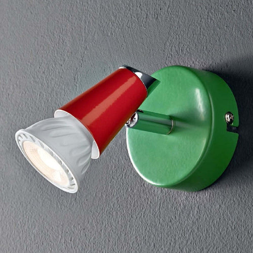 Spot-Illuminando-KOLOR-1-GU10-LED-faretto-colorato-orientabile-snodabile-metallo-verde-rosso-interno