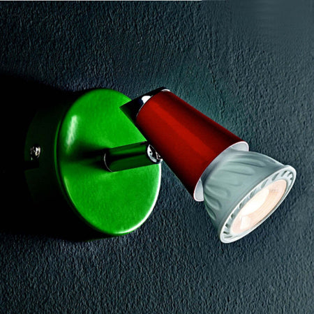 Spot-Illuminando-KOLOR-1-GU10-LED-faretto-colorato-orientabile-snodabile-metallo-verde-rosso-interno
