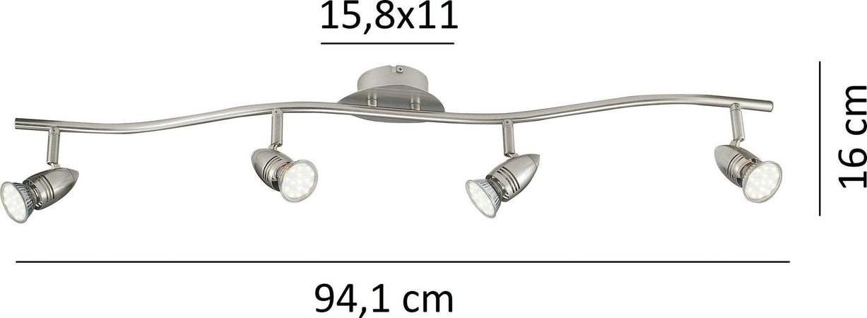 Spot-Led-Sunny-Orientabile-Nikel-4Xgu10-5W-400Lm-2700K-94,5X16,5Cm